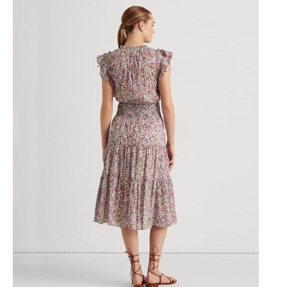 NWT Lauren Ralph Lauren Women's Size 22W Multicolor Floral Crinkled Cotton Dress - Picture 7 of 14